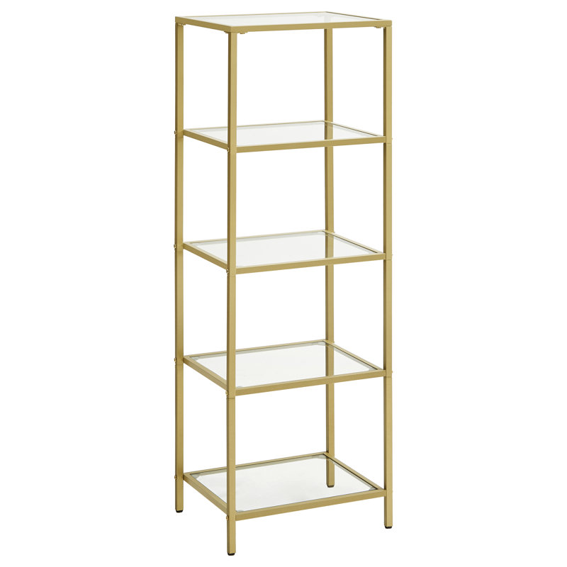 Morrowville 124.5cm H x 40cm W Etagere Bookcase, Gold/Clear