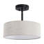 Plafonnier semi-encastré en mélange de lin moderne à 3 lumières de large 12,6 po avec abat-jour en tissu blanc Ihor - l 12,6 po x H 10,83 po-1360113877