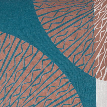 Taie d'oreiller Niho Medallion, turquoise cacao, Taupe / médaillon Niho bleu marine