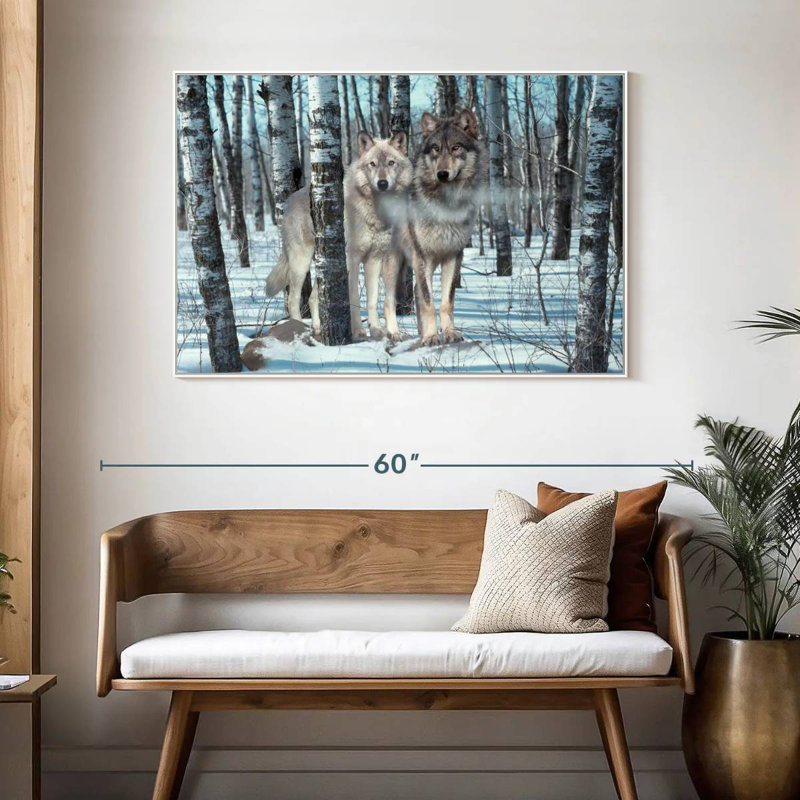 Ombres de neige, 46 po x 31 po, Cadre flottant blanc