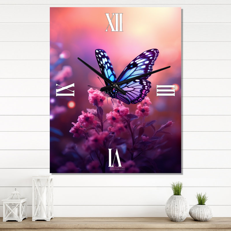 Horloge murale papillon rose, Moyen