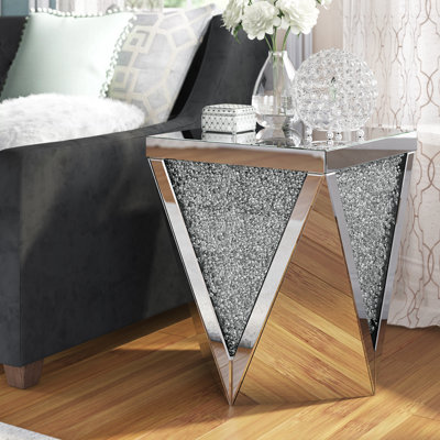 Stonecipher Mirrored Glass Top End Table
