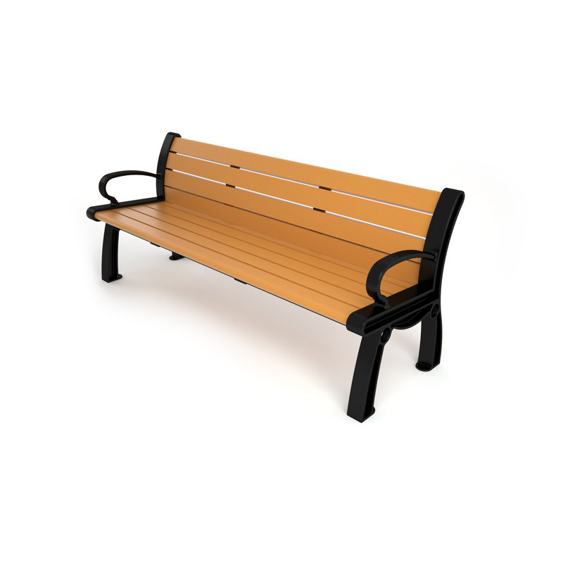 Banc de parc en plastique recyclé Heritage, 5 pi, Noir, Cèdre