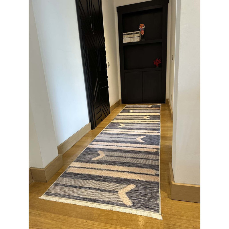 Tapis en coton avec envers antidérapant Lanney, Rectangle 5 pi 11 po x 8 pi 10 po