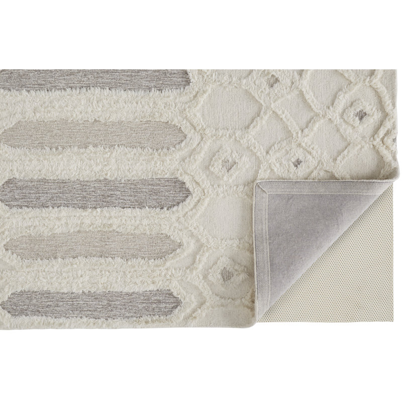 Saint Lucia Wool Abstract Area Rug in Ivory, Rectangle 10' x 14'