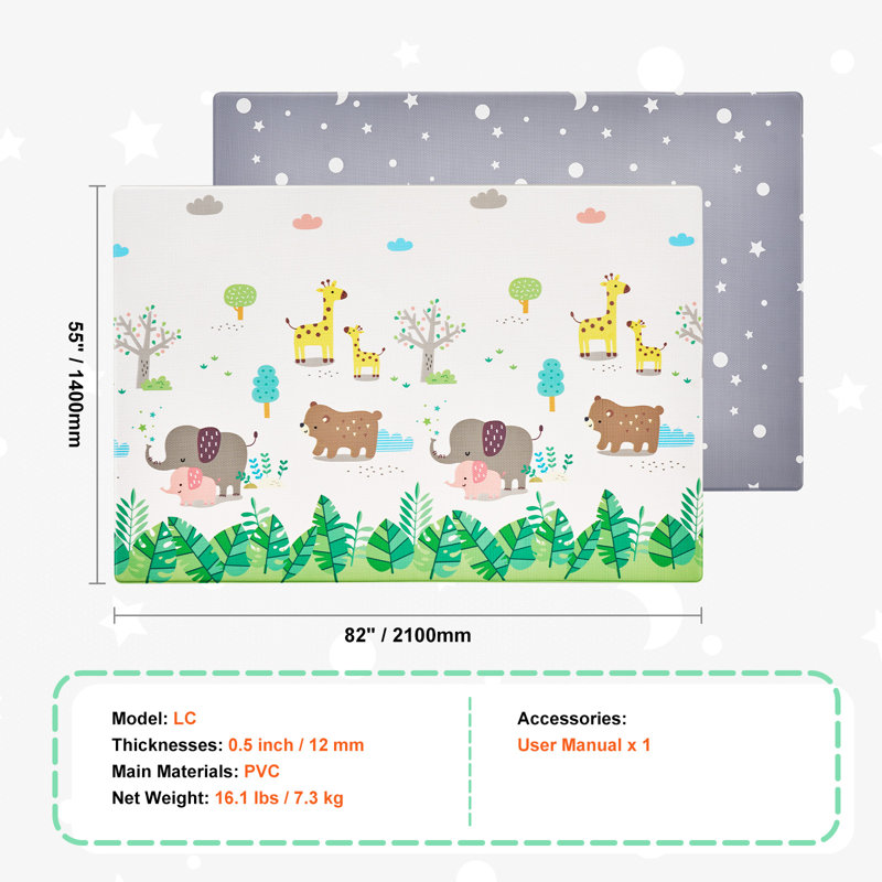 Tapis de jeu pour bébé Baby Crawling, Blanc/vert, L 8,27 po x L 56,69 po