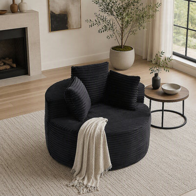 Canapé simple en velours côtelé de 43 pouces avec 3 coussins