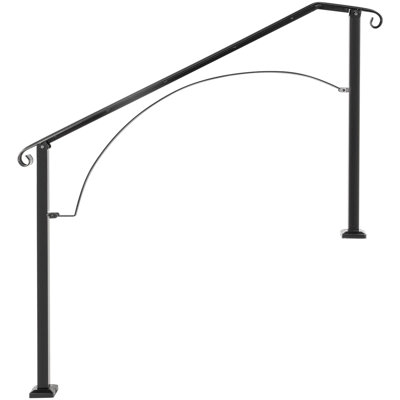 Wrought Iron Stair Handrail 82cm 4-5 Steps Aluminum 1 Piece Black