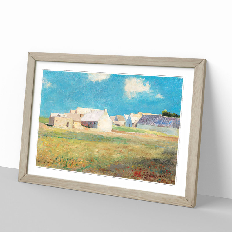 Breton Village by Odilon Redon - Picture Frame Painting, Oak, 36cm H x 48cm W x 2cm D