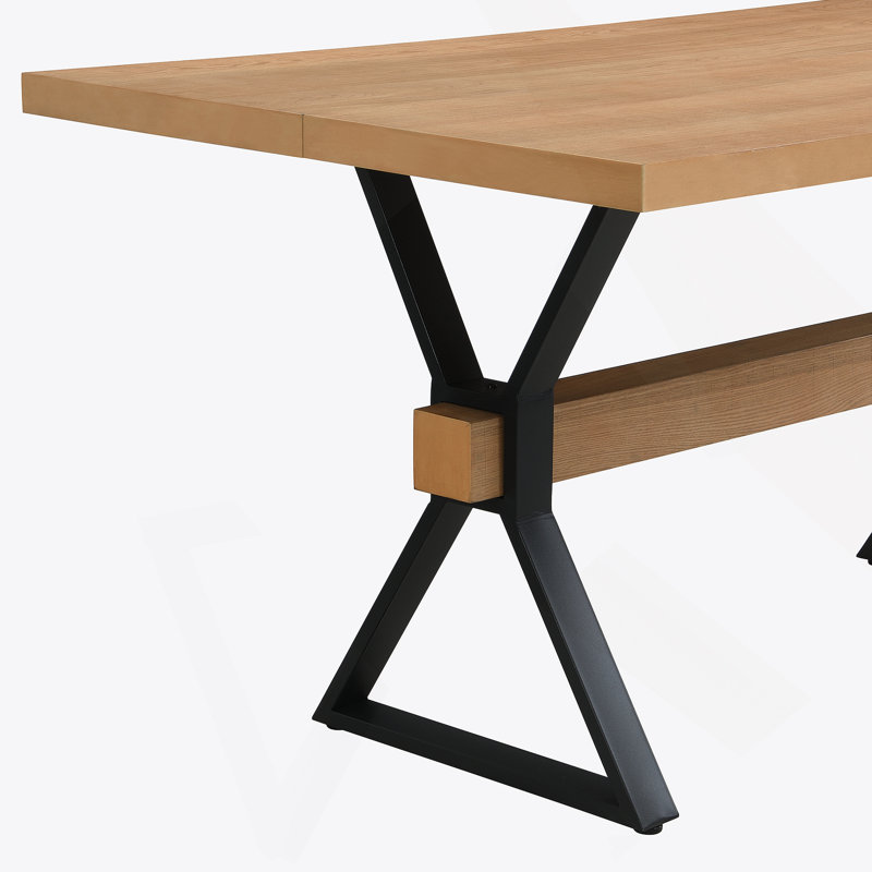 Table de salle à manger à pieds en X (naturel)