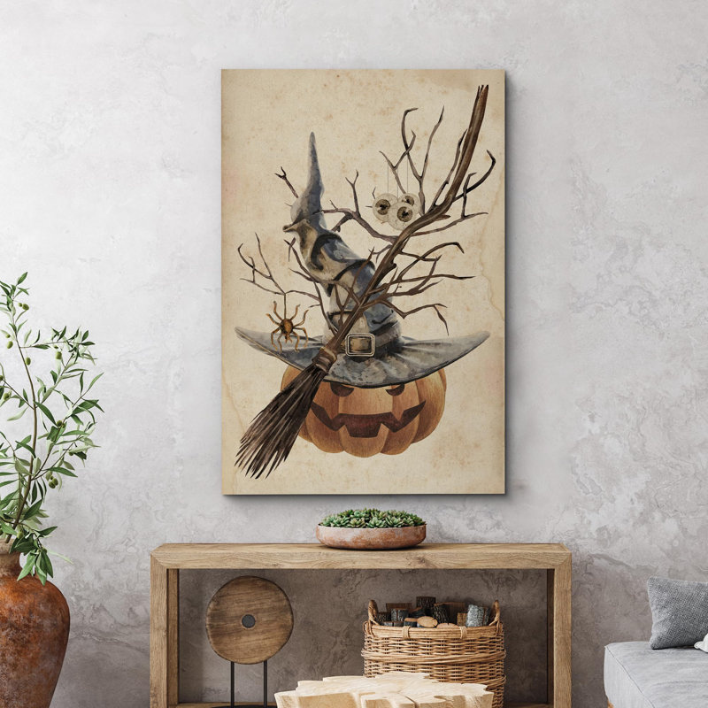 Citrouille, fête, fête, Halloween, Moody foncé, illustrations, œuvre d'art moderne, décor, Toile tendue, H 18 po x l 12 po