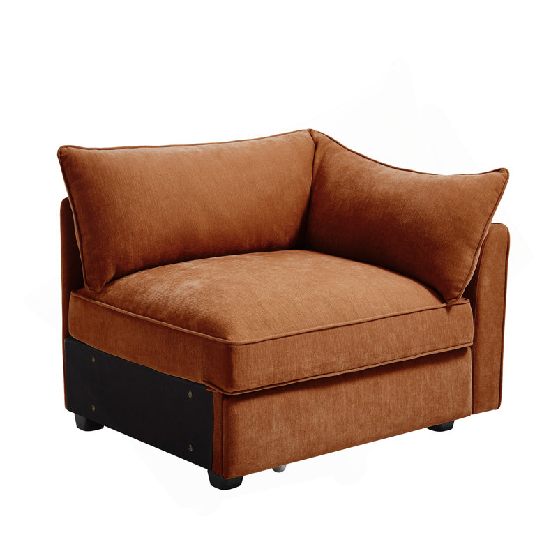 Sofa RSF Velvet-Orange, Right Hand Facing