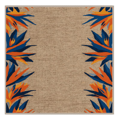 Tapis botanique brun lavable à la machine
