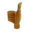 Statue de main en bois d'albésie naturelle rustique, pouce levé, pour bureau ou étagère, 19,7 cm de hauteur