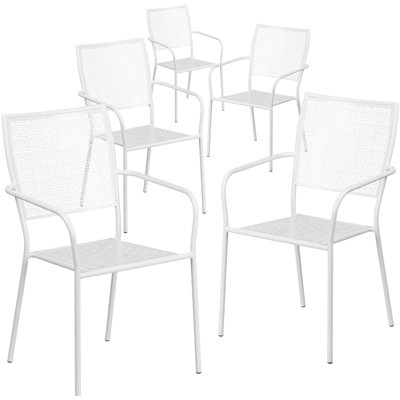 Oia Indoor-Outdoor Steel Patio Arm Chair with Square Back