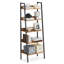 Ladder Shelf, 5-Tier Narrow Shelf, Bookshelf For Home Office, Living Room, Bedroom, Kitchen, Industrial, Rustic Brown And Ink Black