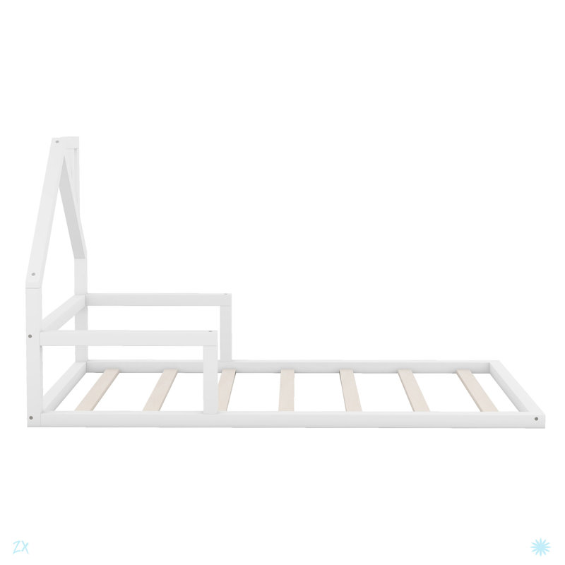 Lit en bois avec tête de lit en bois, Lit simple, Blanc