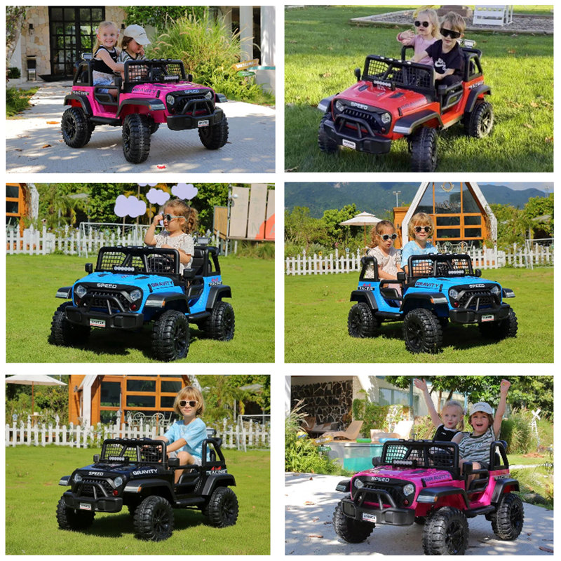 Alex 24V 2 Seater Ride On Jeep Car Truck with Remote Control,Ride on SUV Toys for Big Kids with Parental Remote Control, 20" Wide Seat, LED Lights, Safety Belt, Bluetooth, Music, 3 Speeds, Spring Suspension, Black