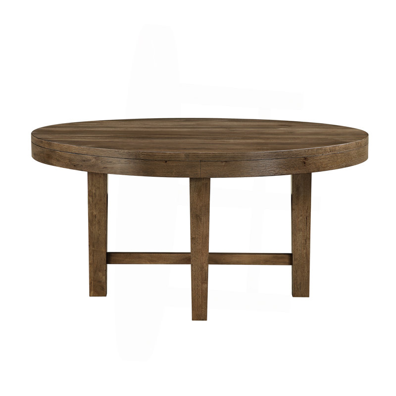 Table de salle à manger ronde transitionnelle à finition brune 1pc