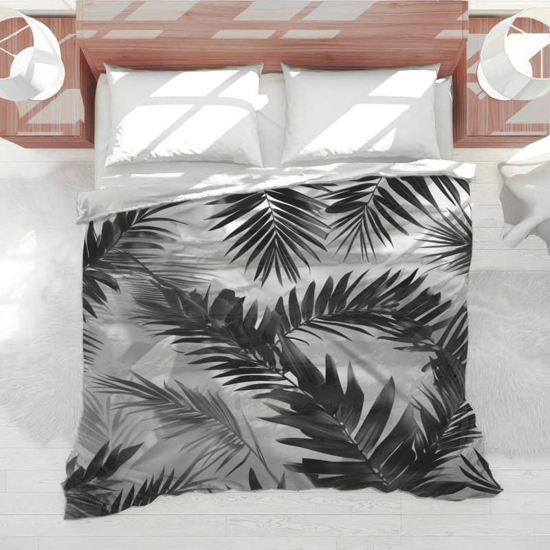 Palm Leaf Shadows Comforter, Twin, Medium Brown Light Beige