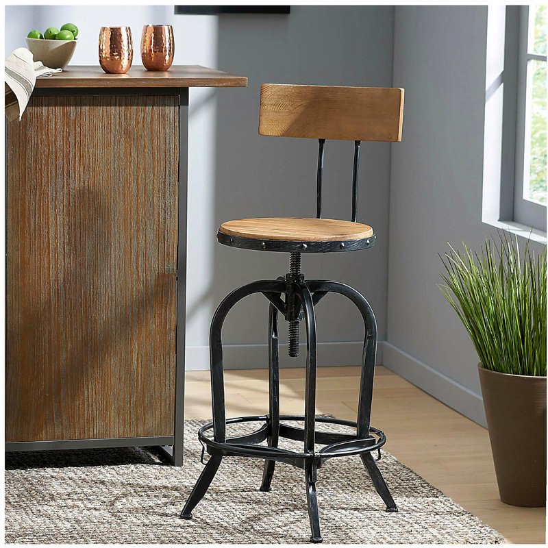 Adjustable Height Swivel Bar Stool, with Beech