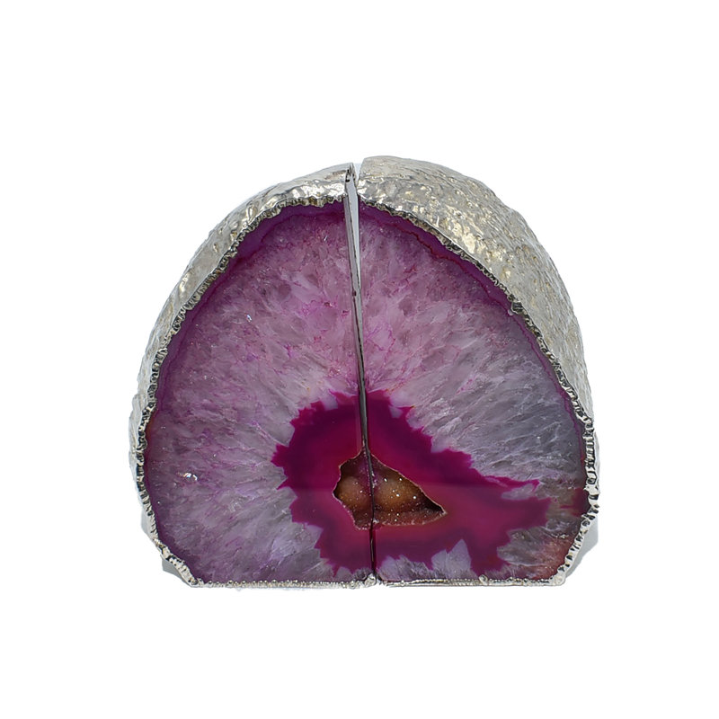 Serre-livres antidérapant Agate, Rose / argenté, H 4,5 po x l 5,5 po x P 2 po