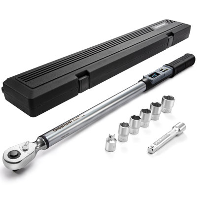 Digital Torque Wrench 1/2'' Drive, 17–340 Nm / 12.5–250.7 Ft-lbs Electronic Torque Wrench With Lcd Display, Led Indicator & Buzzer Alert, High Accuracy Torque Wrench Set For Car Auto Repair