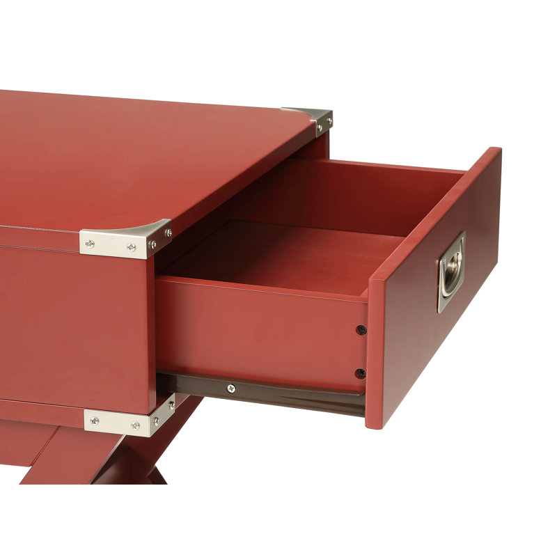 Table d'appoint moderne rouge en bois composite et base en bois, Red