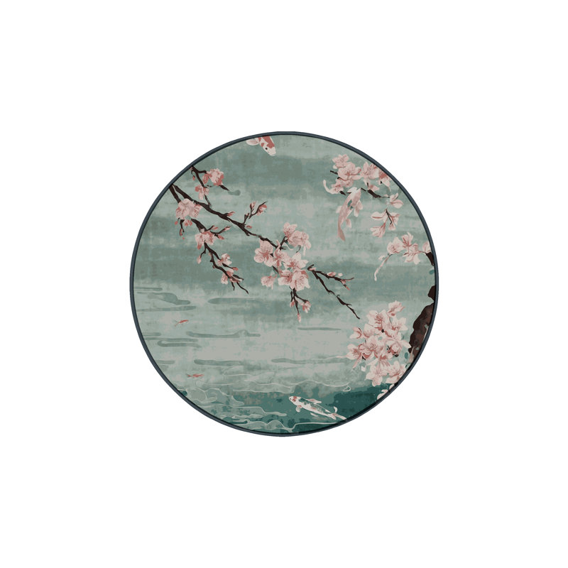 Tapis gris soyeux et moelleux, Rond 7 pi