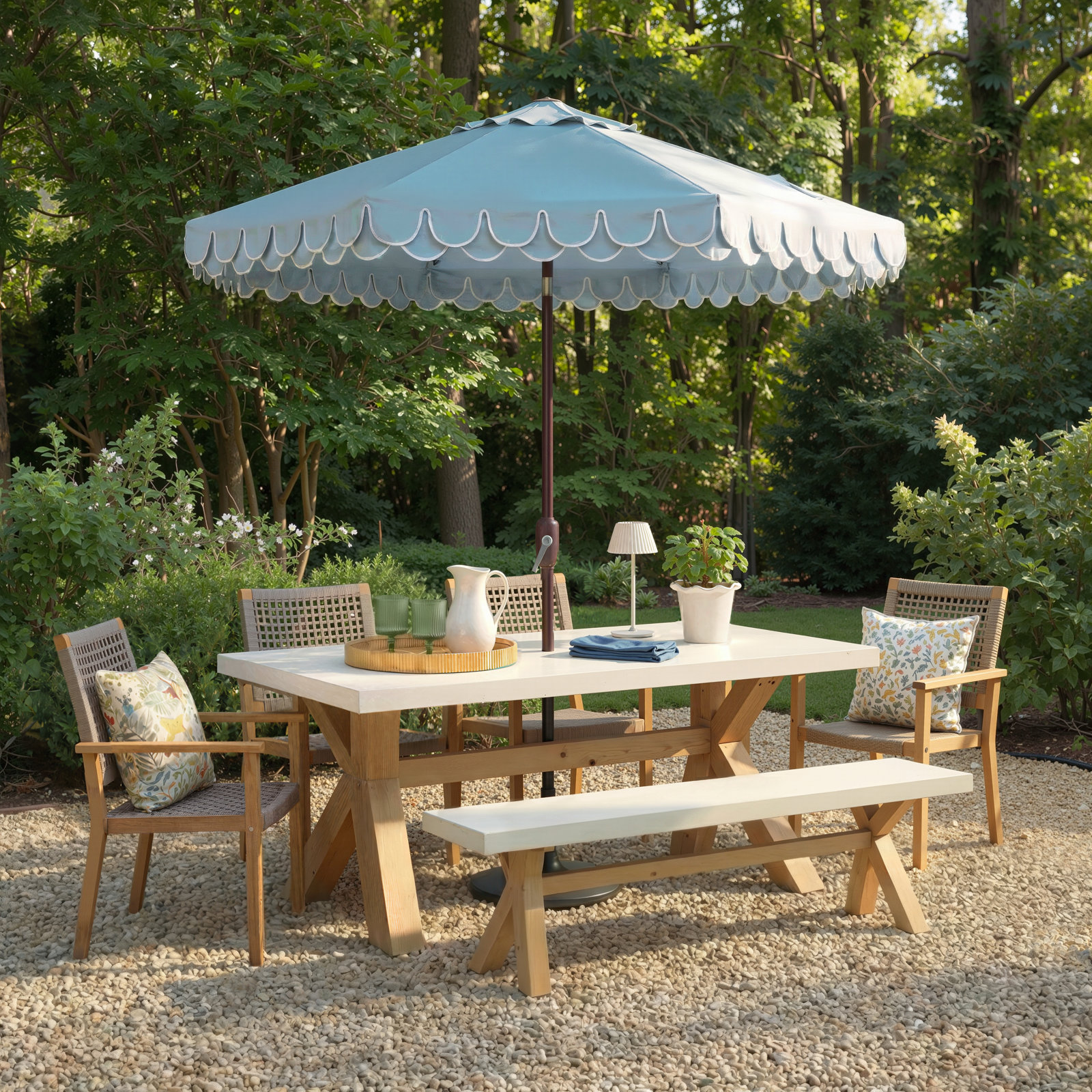 Fleur 74" Eucalyptus Patio Dining Set