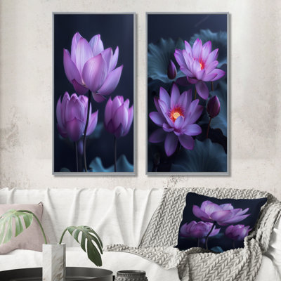 Ensemble de 2 impressions murales mauves et grises