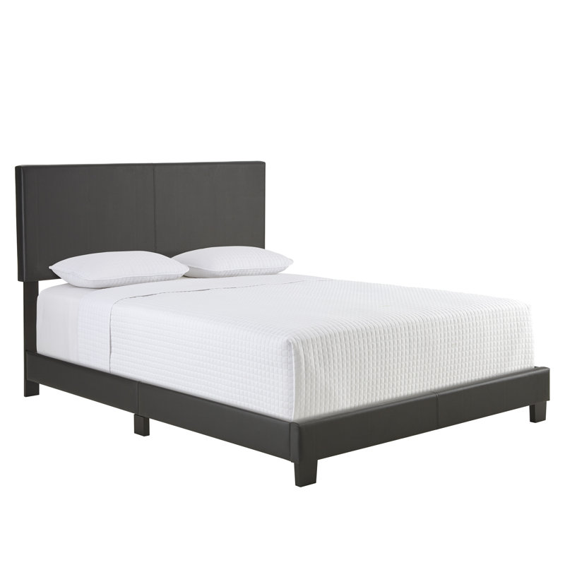Modern Twin Faux Leather Upholstered Bed with Wood Frame
