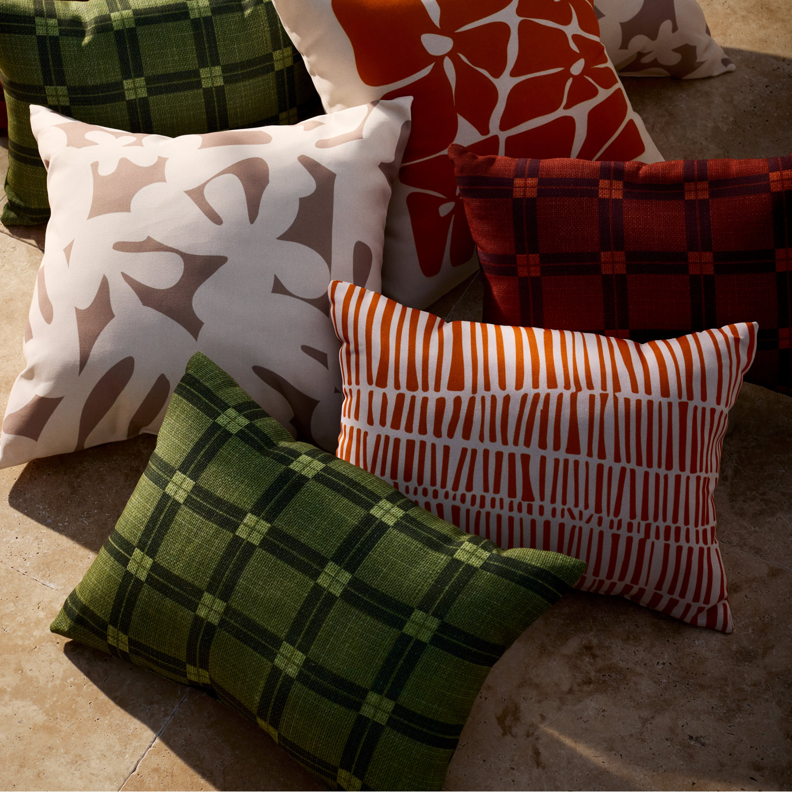 Plaid Indoor/Outdoor Lumbar Throw Pillow, Green, 14"H x 20"W