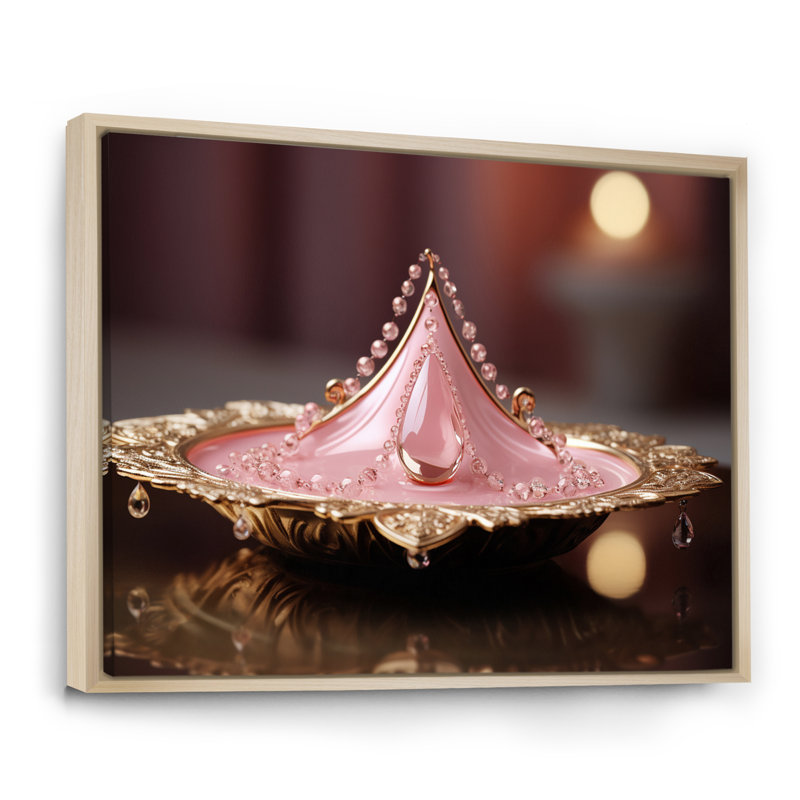 Impression sur toile liquide Art liquide doré rose Glam Effervescence I, Cadre flottant naturel, H 12 po x l 20 po x P 1 po