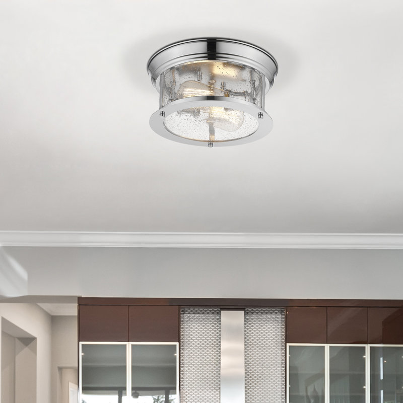 Canale Glass Flush Mount, Chrome, 5.5"H x 13.5"W x 13.5"D