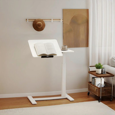 Mobile Adjustable Standing Desk - Overbed, Flip Top, Adjustable - White