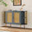 Modern Elegant 2-Door Curved Buffet Sideboard Cabinet Dining Cabinet  with Adjustable Shelves | Gold Trim & Handwoven Rattan Doors | Stylish Storage for Dining Rooms & Kitchens-1708047386