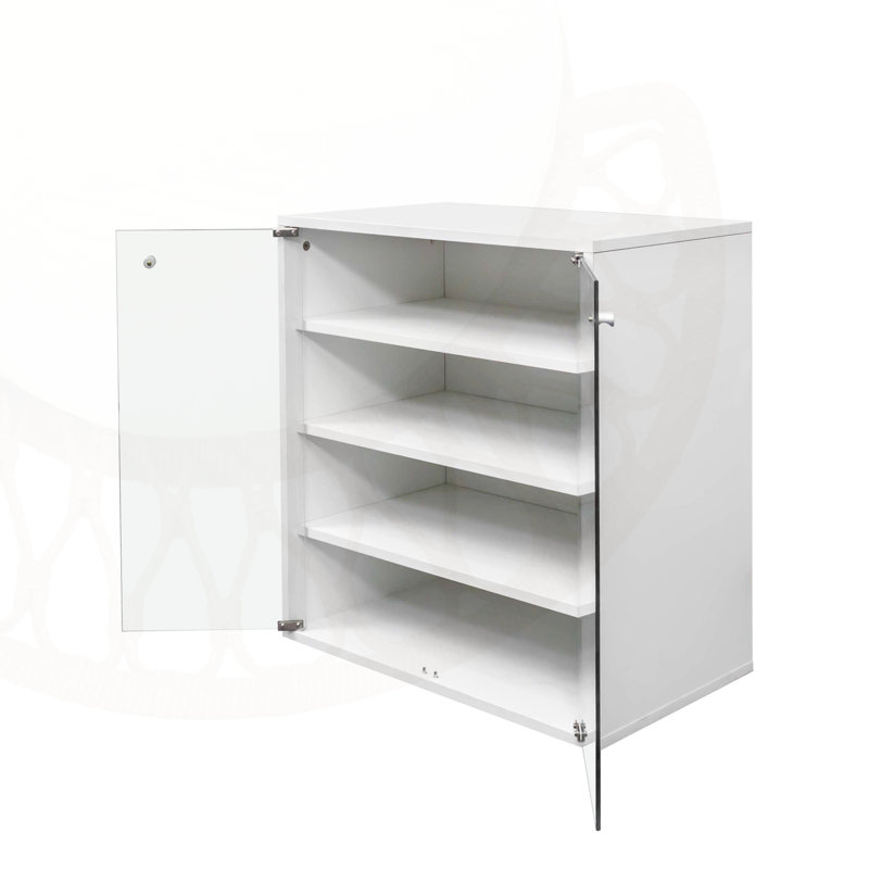 Durable Tempered Glass Shoe Organizer with RGB LED Light and Stackable Design for Efficient Storage and Display, White