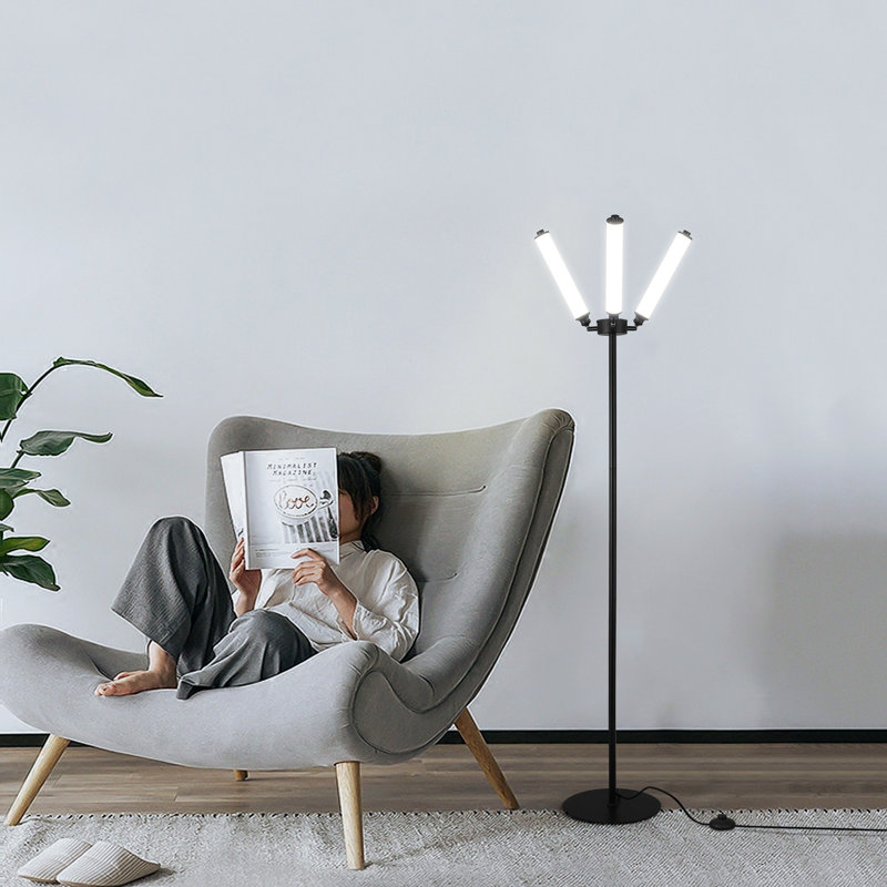 Okeema 69.3" Modern Black Dimmable LED Tree Floor Lamp with Remote Control