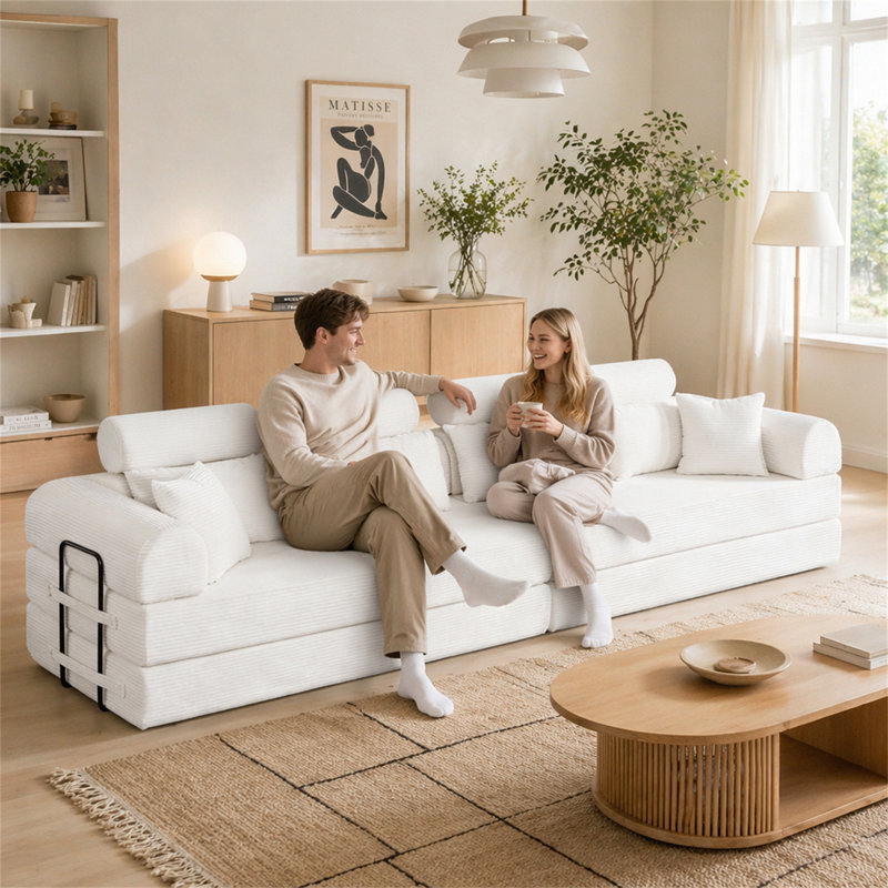 Canapé modulaire en L Boneless, Beige