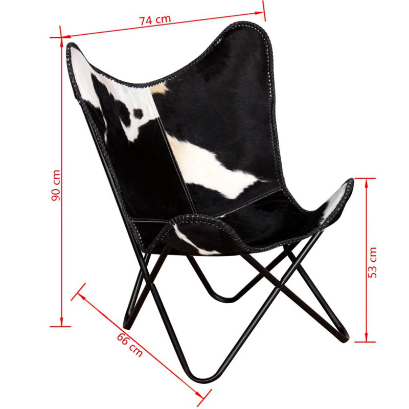 Mullins Upholstered Butterfly Chair, Black/White