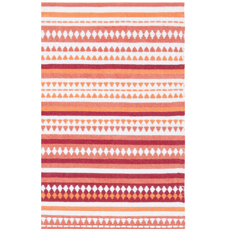 Adamsen Hand Woven Cotton Striped Rug, Rectangle 4' x 6'