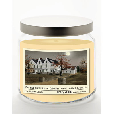 Harvest Collection Country 14 oz Candle Glass Jar with Brushed Silver Metal Lid