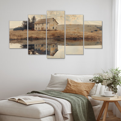 Brown American Farm Landscape III - Farm Canvas Art Set