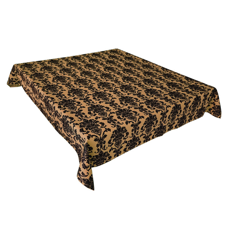 Floral Poplin Damask Tablecloths, Mustard Gold, 84" Rectangle