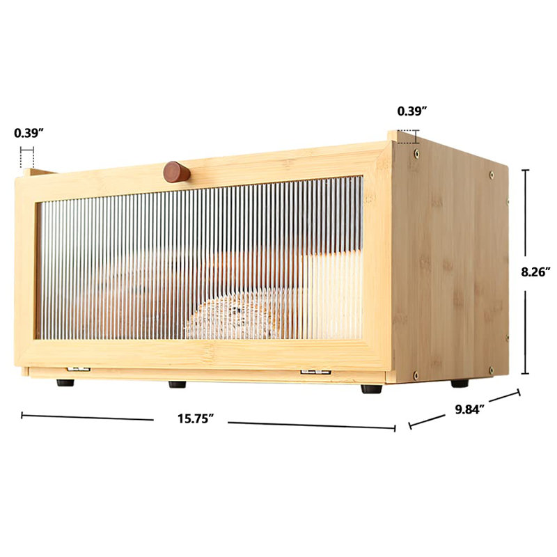 Bamboo Bread Box For Kitchen Counter-Large Capacity Bread Storage Container Farmhouse Bread Box With Window Bread Holder