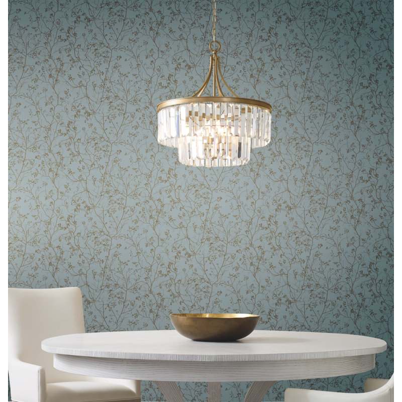 Double rouleau floral Swanson, Bleu / doré