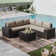 6-Piece All-Weather Outdoor HDPE Rattan Sectional Sofa Set with Cushions, Wide Armrests & Tempered Glass Coffee Table