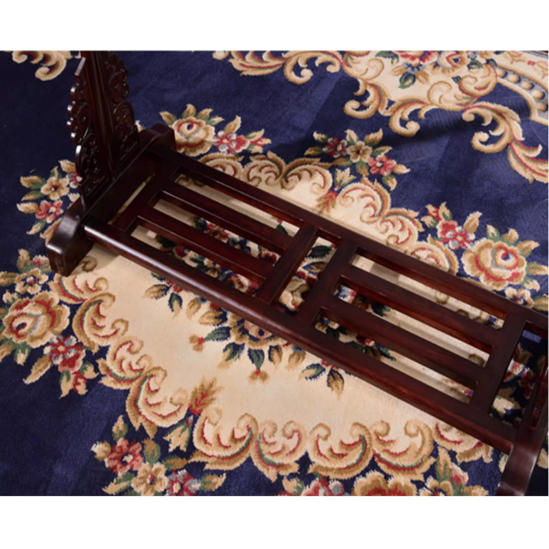 Solid Rosewood Coat Rack with Hooks, Dull Red
