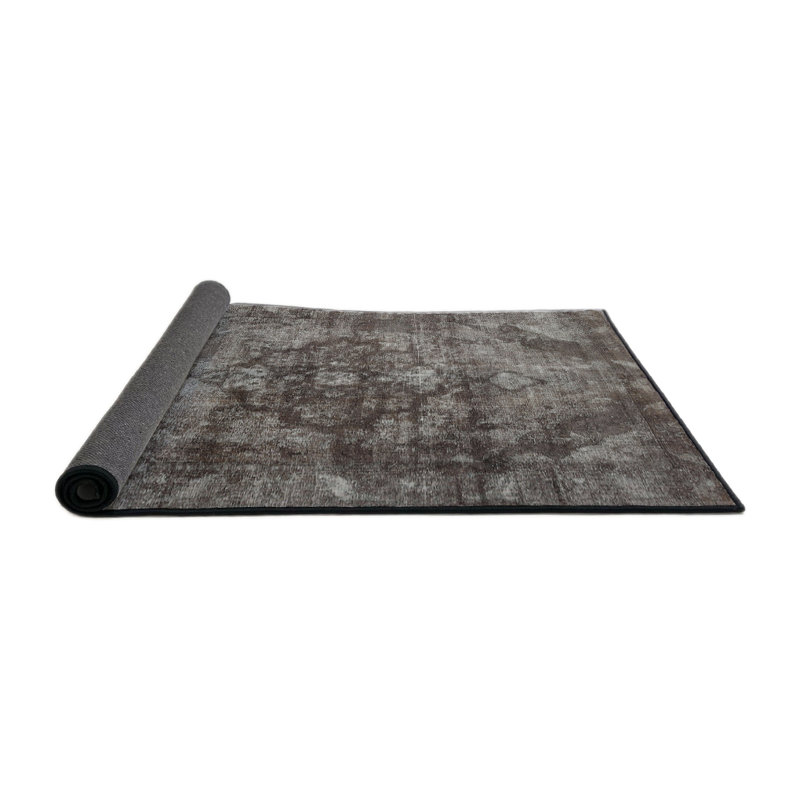 Tapis gris/zone noire contemporaine, Rond 5 pi
